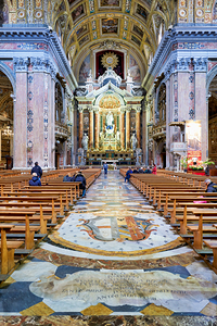 Gesu Nuovo Church interior in Naples during a quiet afternoon