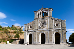 Cortona Italy features Basilica Santa Margherita on hilltop