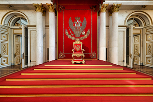 Explore the throne room at the Winter Palace in Saint Petersburg