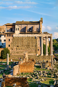 Visit to the Roman Forum in Rome Lazio Italy during the evening
