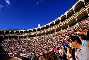 Bullfight event in Madrid Spain brings large crowd together