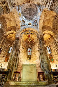 Interior view of Cappella di San Cataldo in Palermo Sicily