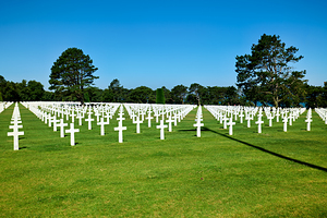 Grave markers at Normandy American Cemetery in Colleville sur Me
