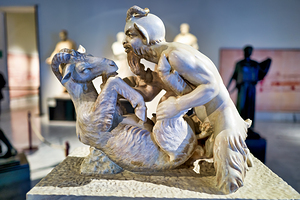 Sculpture of man and goat at National Archaeological Museum in N