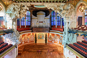 Balcony view of concert hall at Palau de la Musica