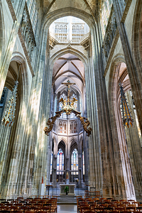 Saint Maclou church interior in Rouen Normandy France on a quiet