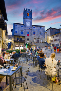 Cortona sunset at Palazzo del Popolo in Piazza della Repubblica