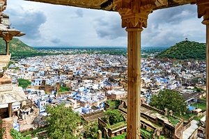 View from Taragarh Fort shows Bundi city in Rajasthan India