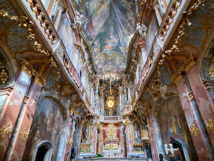 Exploring the interior of St. Johann Nepomuk at Asam Church in M