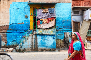Walking along the streets of Jodhpur in Rajasthan India