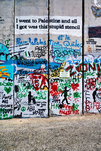 Wall art shows messages on the separation wall in Bethlehem