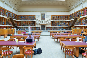 Grand library in Sydney with students and researchers at work