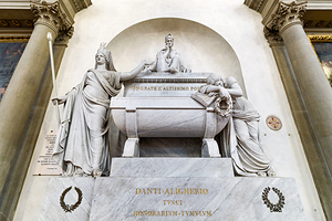 Dante Alighieri tomb inside Basilica di Santa Croce in Florence