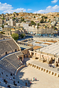 Visit to Roman Theater in Amman Jordan with city backdrop