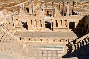 View of the theater in the ancient city of Gerasa in Jordan