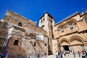 Church of the Holy Sepulchre in Jerusalem Israel on a sunny day
