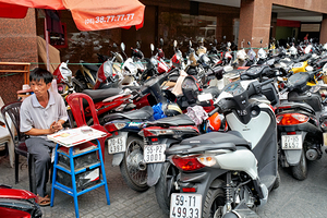 Motorbike parking scene in Ho Chi Minh City