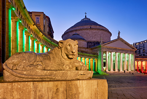 Basilica of San Francesco di Paola at night in Naples