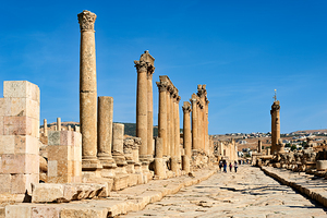Colonnaded street in the ancient city of Gerasa in Jordan