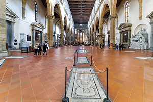 Visitors explore Basilica di Santa Croce in Florence Tuscany I