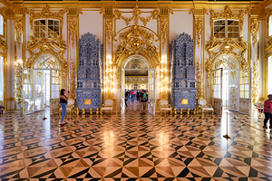 Visitors explore Catherine Palace in Saint Petersburg Russia