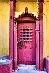 Old door in Anafiotika quarter of Athens Greece