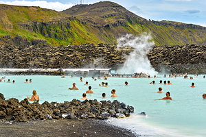 Visit to Blue Lagoon Spa in Grindavik Iceland during afternoon