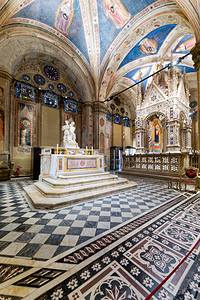 Orsanmichele gothic church interior in Florence Tuscany Italy