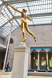 Sculpture of Diana on display in Engelhard Court at the Met