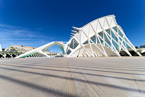 Valencia Spain features the City of Arts and Sciences building