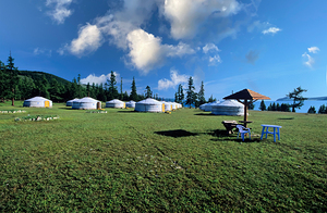 Nomadic tents near Khovsgol Lake in Mongolia during daytime