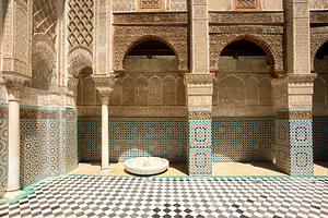 Exploring Al Attarine Madrasa in Fez Morocco with detailed patte