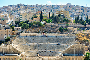 Explore the Roman Theater in Amman Jordan with city views