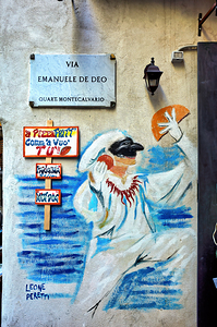 Street graffiti in Quartieri Spagnoli Naples showcases local cu