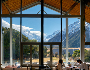 View of Aoraki Mount Cook from Aoraki Village Lodge window