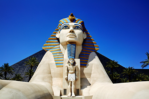 Luxor Hotel and Casino at Las Vegas in bright sunlight