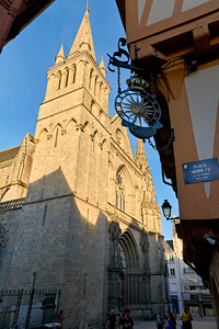 Visitors walk near Saint Pierre Cathedral in Vannes France