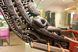 Maori carving displayed at Auckland War Memorial Museum in New Z
