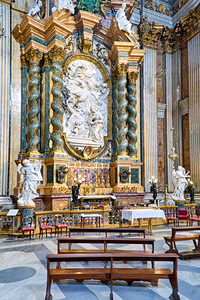 Church of St. Ignatius of Loyola shows its altar and interior de