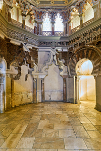 Zaragoza. Saragossa. Aragon. Spain. Aljafería Palace. Interior of the Oratory. Front of mihrab