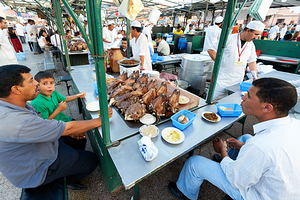 Goat heads ready to eat in Marrakesh at Djema el Fna square