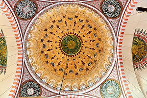 View of the dome inside Suleymaniye Mosque in Istanbul Turkey