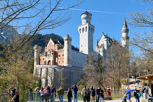 Visitors admire Neuschwanstein Castle in Bavaria