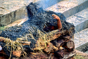 Cremation ceremony at Pashupatinath in Kathmandu Nepal
