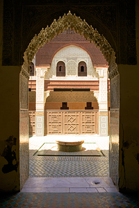 Visit to Medersa Bou Inania in Meknes Morocco on a sunny day