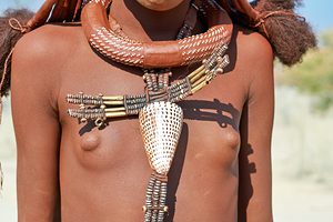 Portrait of Himba woman in Kunene region of Namibia