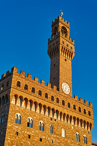 Palazzo Vecchio stands in Piazza Signoria Florence Tuscany It