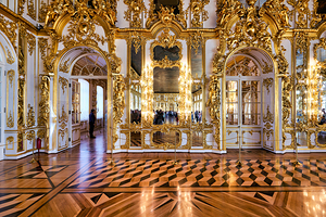 Visitors explore the Catherine Palace interior in St. Petersburg