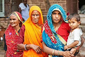 Women and child in Jodhpur Rajasthan during cultural gathering