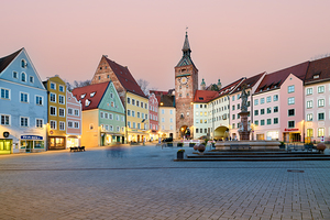 Landsberg am Lech Hauptplatz square in Bavaria along the Romanti